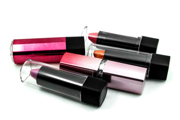 Lipsticks on a white background