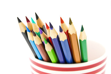 Fototapeta premium Colored pencils isolated on white background.