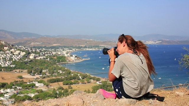 girl taking picture in bodrum