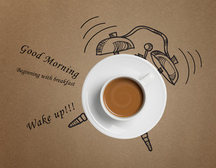 coffee cup time clock concept design background