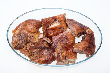 pieces of the roasted goose
