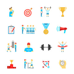 Coaching sport icons set