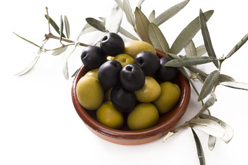 green and black olives