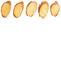 Homemade garlic bread of French baguette over white background