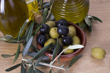 green and black olives