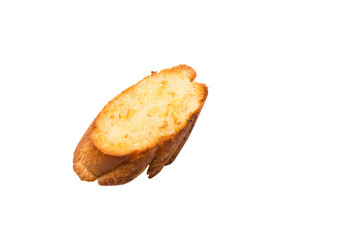 Homemade garlic bread of French baguette over white background