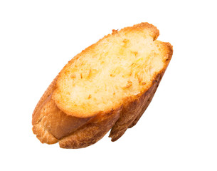 Homemade garlic bread of French baguette over white background