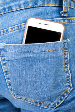 Cell Phone In Back Pocket Of Girl's Jeans