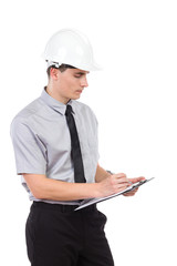 Engineer taking a note.