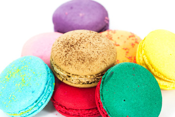 traditional french macaron on white background