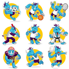 Rhino Sports Mascot Collection Set