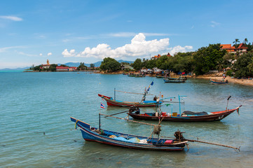 Fototapeta na wymiar fisher boats from pier. Koh Samui