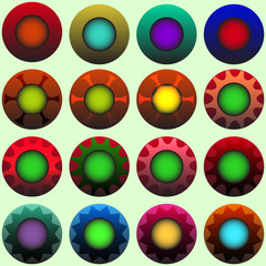 Colored decorated buttons