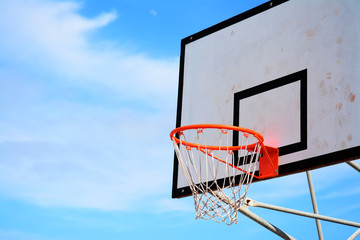 basketball hoop under a clear sky