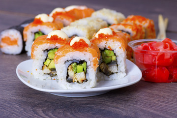 set of sushi rolls