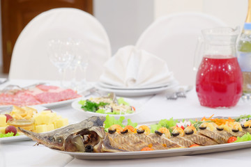 dish at the banquet table