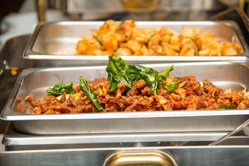 fried meat in lunch counter