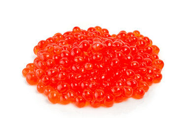Red caviar in a white background