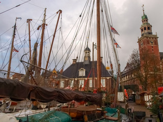 Leer, ancient boats moored in the marina