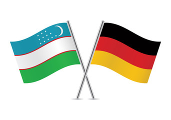 Uzbek and German flags. Vector illustration.