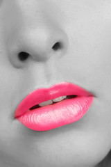 Beautiful make up of glamour pink gloss lips