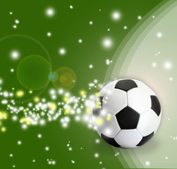 Naklejka premium Football ball on bright green background, sports poster