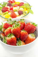 Several fresh strawberries