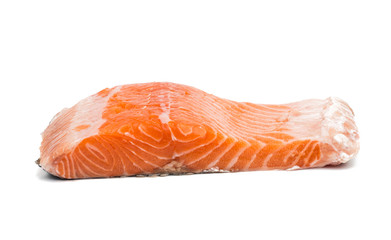 Fresh uncooked red fish fillet slices.