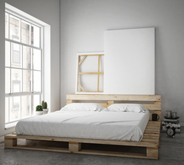 mock up poster in vintage loft interior, background