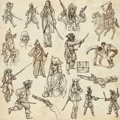 Fototapeta na wymiar Warriors - Full sized hand drawn illustrations