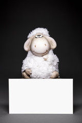 Sheep with blank card