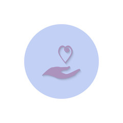 Icon flat  element design heart in hand