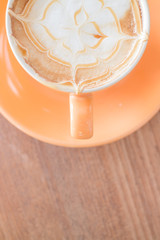 Hot caramel coffee latte cup