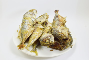 fried mackerels on the dish
