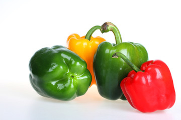 Green,red and yellow bell pepper