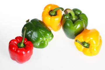 Green,red and yellow bell pepper