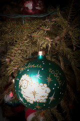 Antique Christmas ball with the words 