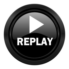 replay black icon