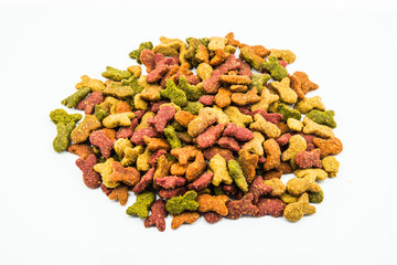 Cat food on a white background.