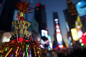 Poster Gelukkig Nieuwjaar Hoed Times Square New York © lazyllama