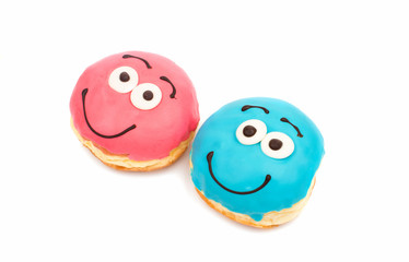 Colorful delicious donuts isolated