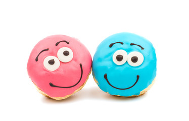 Colorful delicious donuts isolated