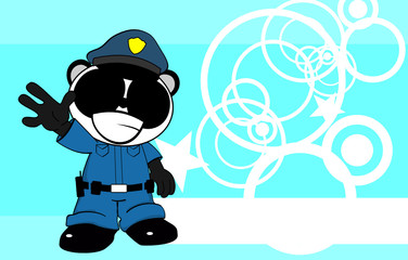 panda bear cop cartoon background card4