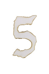 Burn the paper number 5  isolated on white background