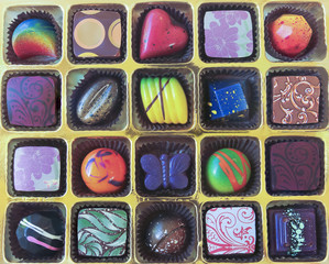 A Gold Tray of Hand Crafted Chocolates