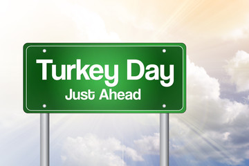 Turkey Day Green Road Sign Concept