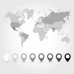 Fototapeta na wymiar World map icons set great for any use. Vector EPS10.