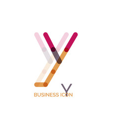 Minimal line font design, letter Y