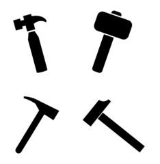 Marteau et masse en 4 icônes