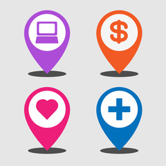 Pin of anything icons set great for any use, Vector EPS10.